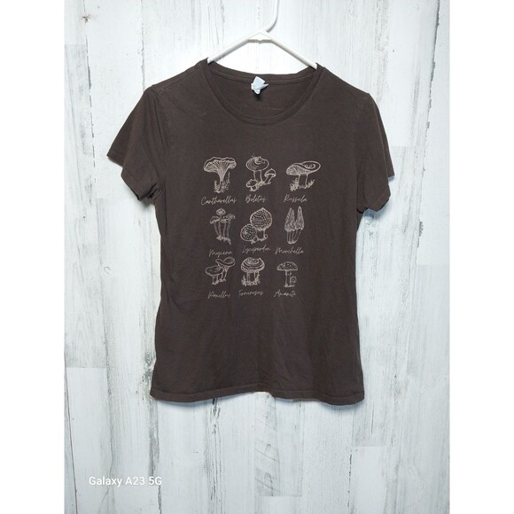 Mycology Mushroom Print Small Brown Women's Tee - Picture 1 of 5